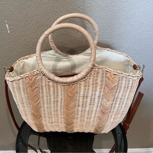 Nordstrom Wicker Shoulder bag Tote Handbag with shoulder strap- NEW with tags
